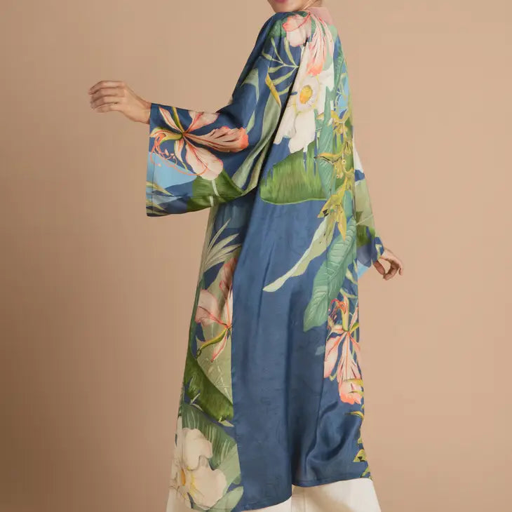 Indigo Delicate Tropics Kimono Gown