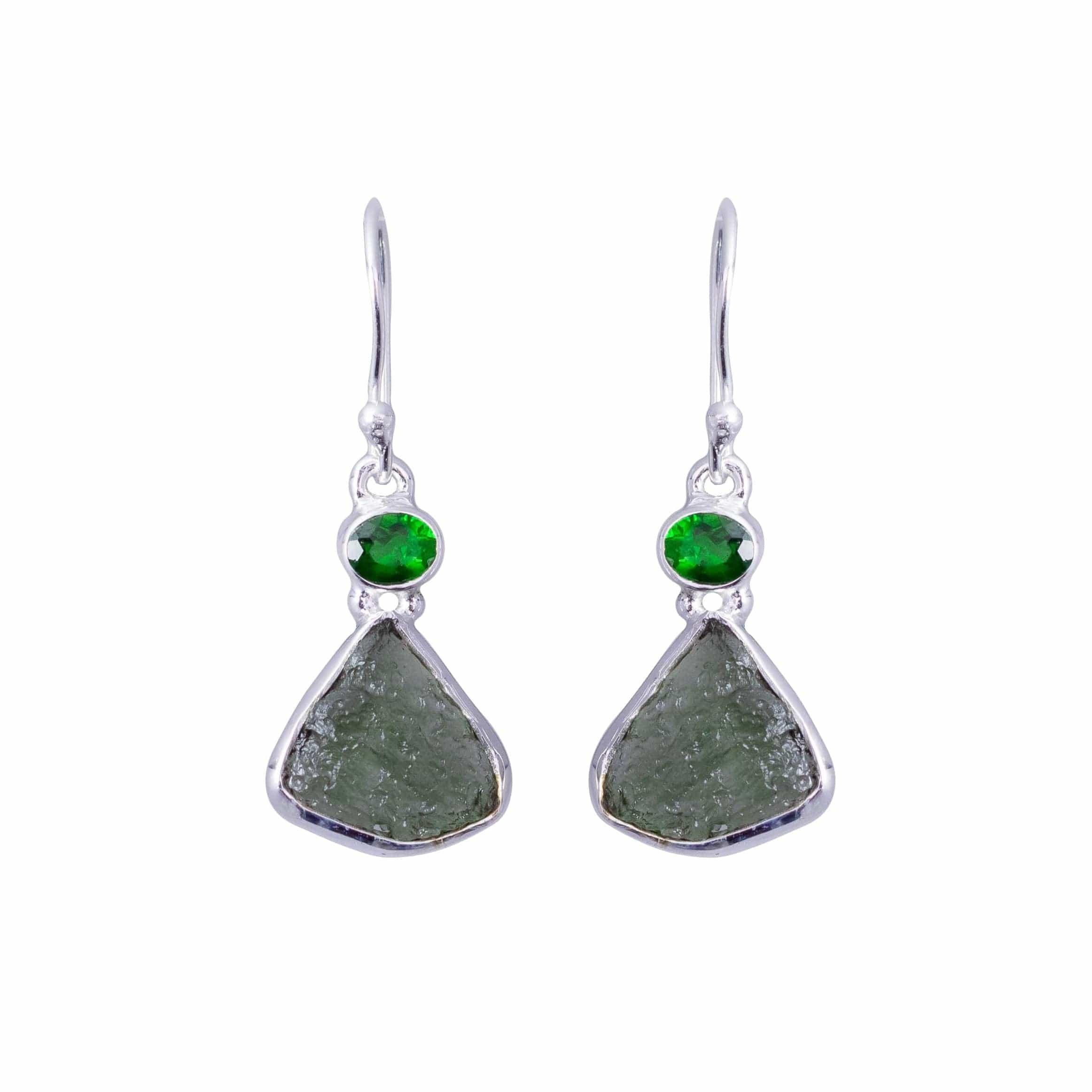 Moldavite Chrome Diopside Earrings