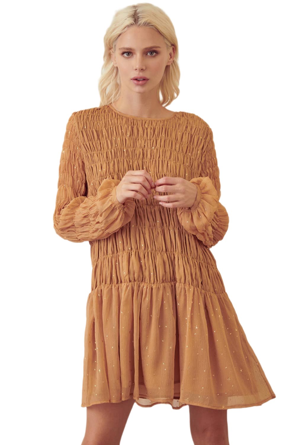 Little Stars Golden Smocked Dress