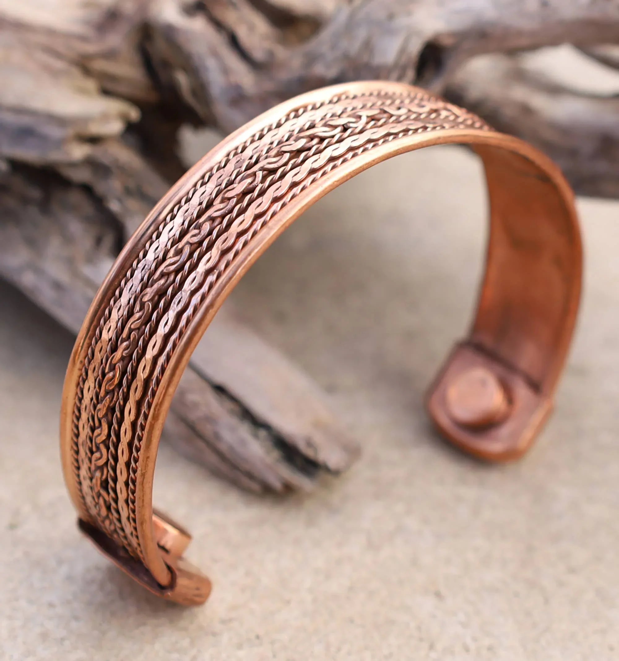 Pure Copper Twisted Wire Cuff Bracelet Inside