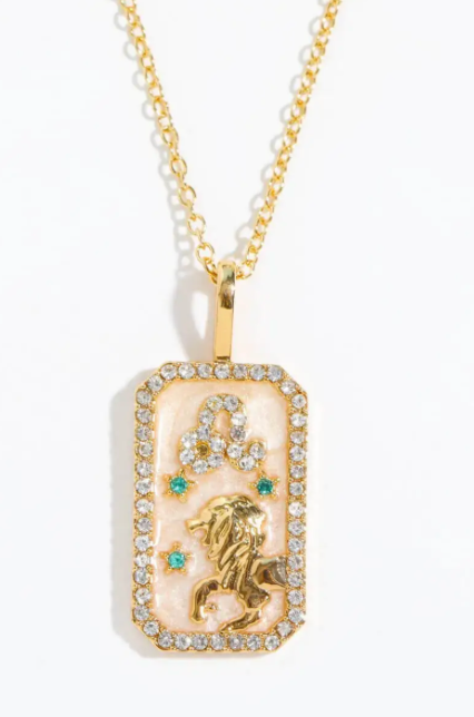 Leo Astrological Zodiac Tarot  Card Necklace