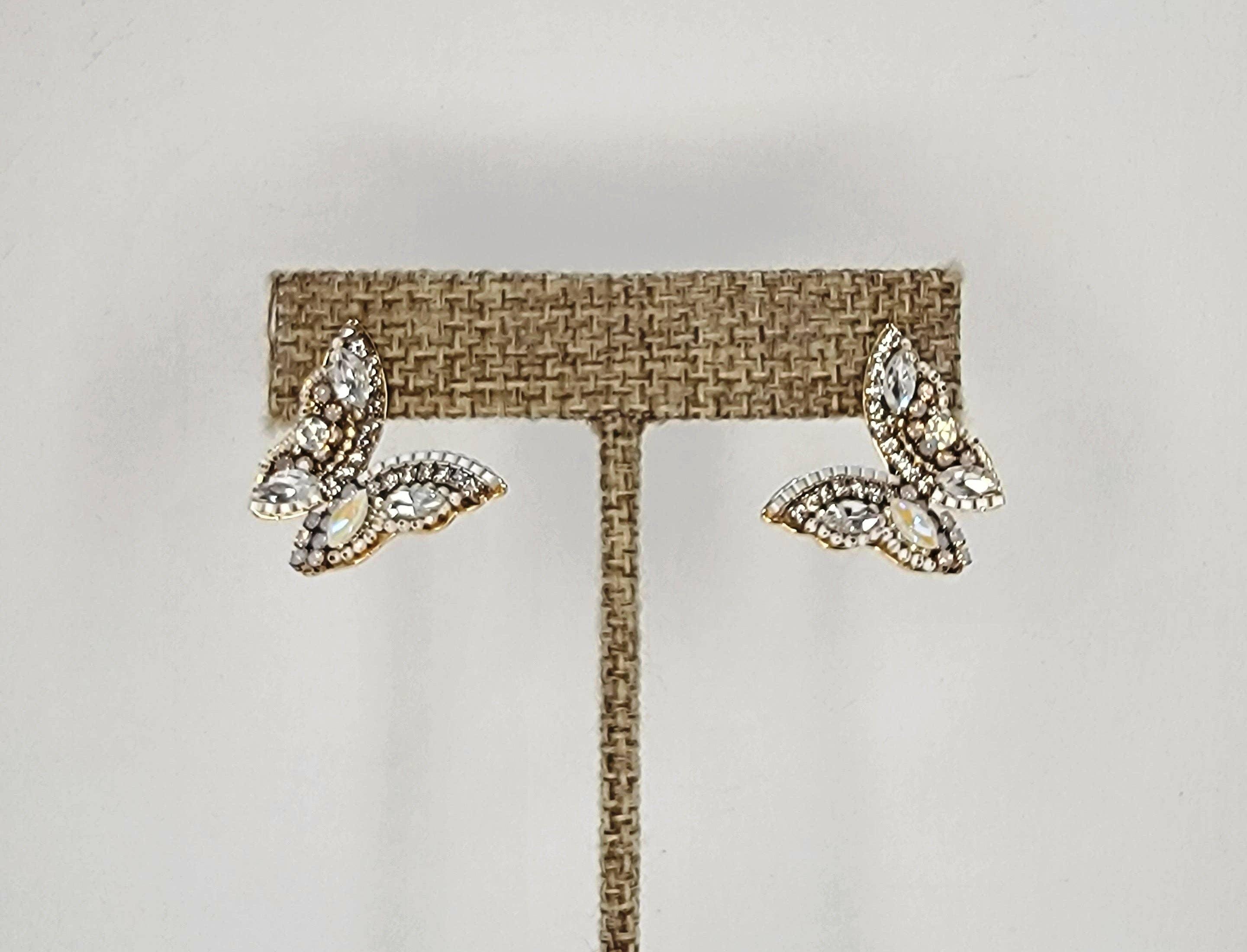 Silver CZ Butterfly Earrings