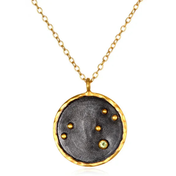 Leo Peridot Zodiac Necklace 18KT Gold Plated Brass 18" front