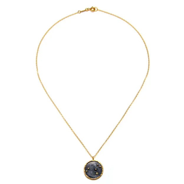 Leo Peridot Zodiac Necklace 18KT Gold Plated Brass 18" full view