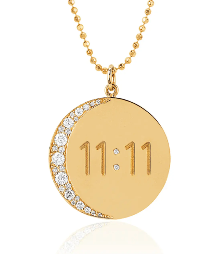 11:11 Crescent Moon Talisman Necklace Detail