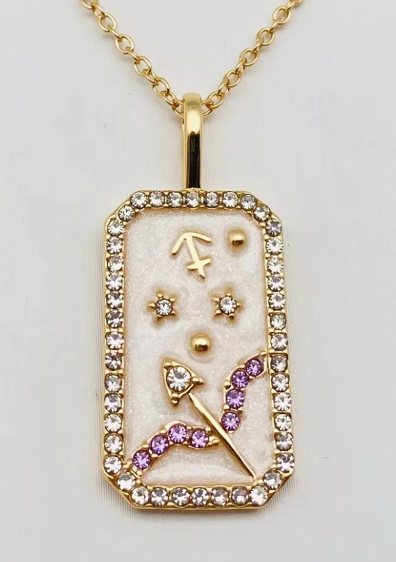 Sagittarius Astrological Zodiac Tarot Card Necklace