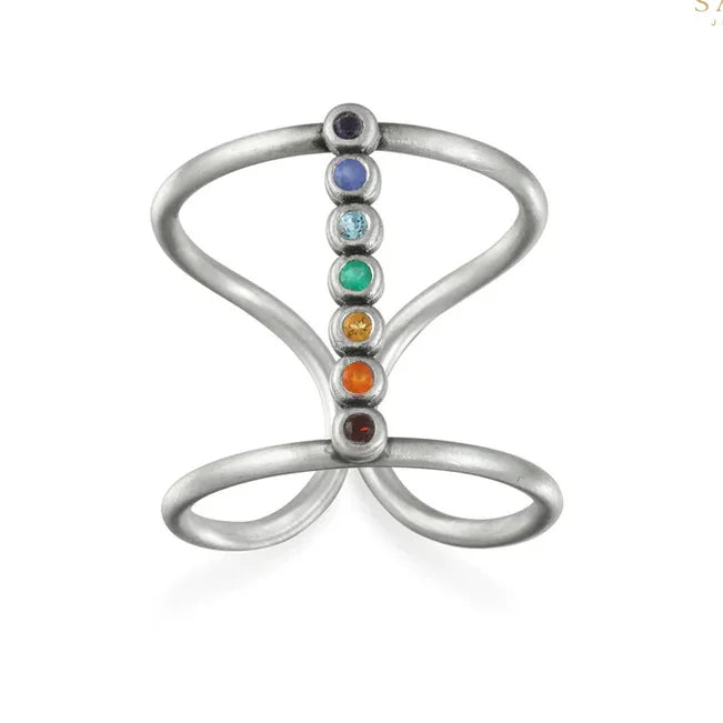Divine Alignment Chakra Adjustable Sterling Silver Ring