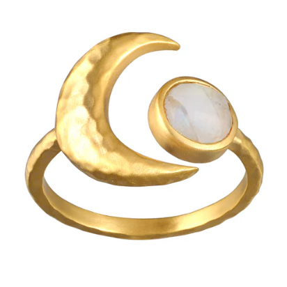 Moonstone Cradled in Light Ring