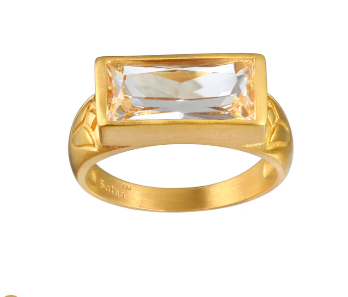 Topaz White Eternal Radiance Ring 18K Gold Plated Brass