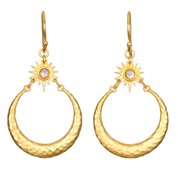 Stellar Sisterhood Moonstone Hoop Earrings