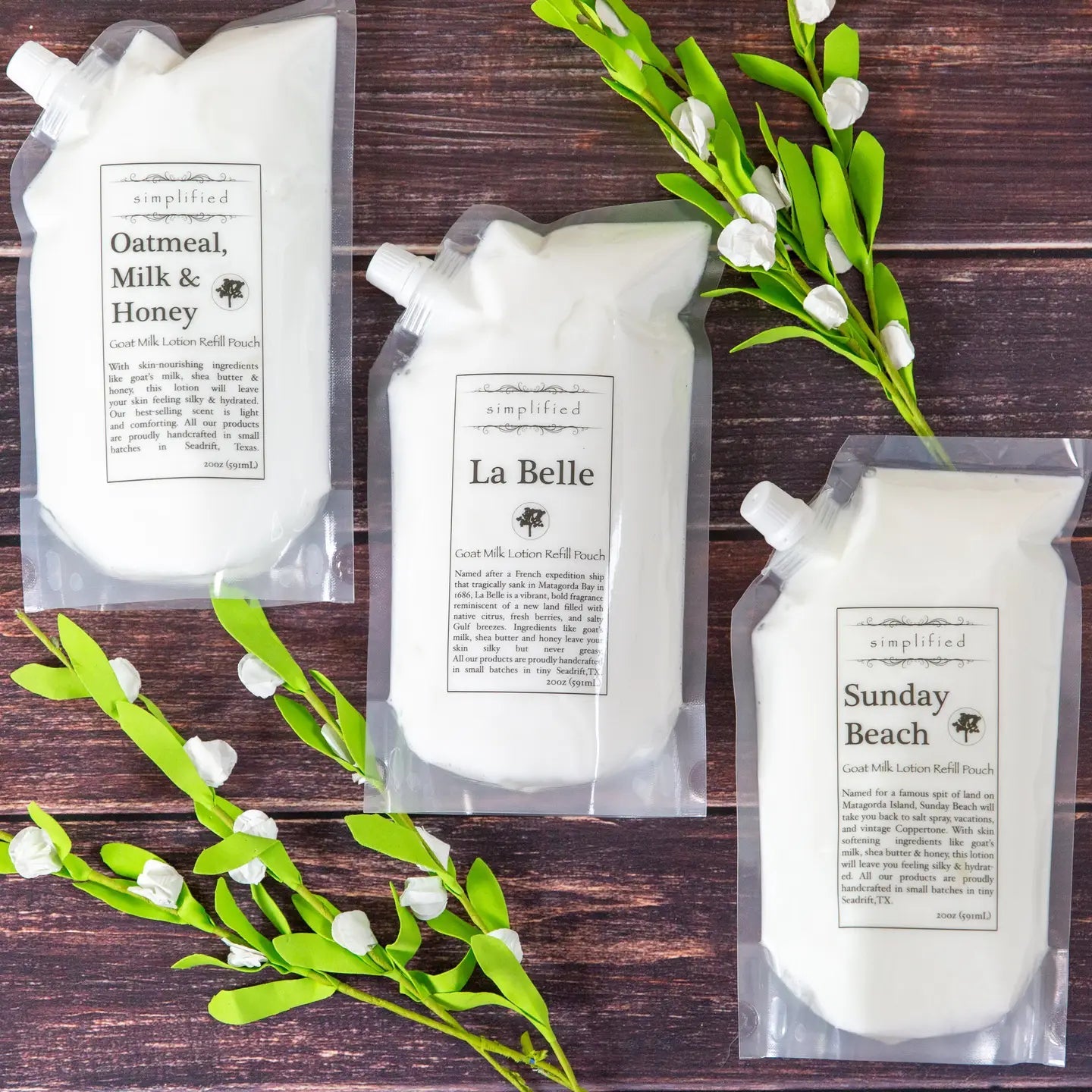 Simplified Soap 20oz Goat Milk Lotion Refill Group