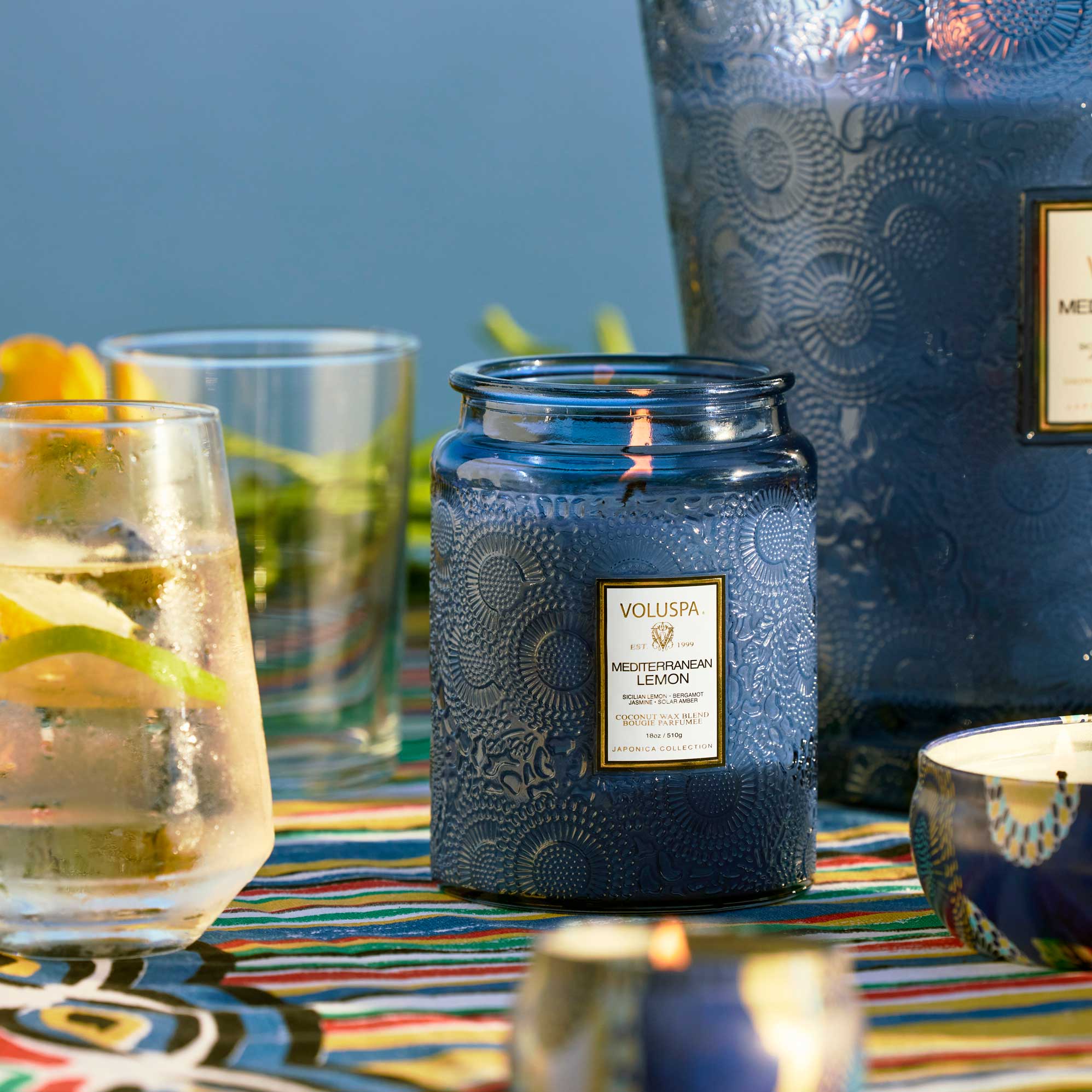 Mediterranean Lemon Large Jar Candle 18 oz on display