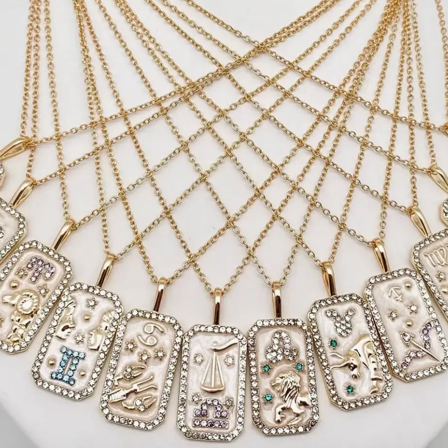 Aquarius Zodiac Tarot Card Necklace Group