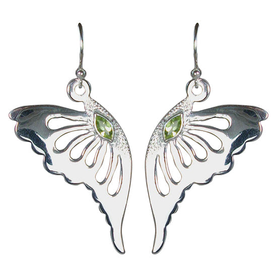 Peridot Accented Sterling Silver Butterly Wing Earrings