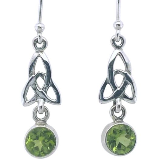 Peridot Celtic Love Knot Earrings in Sterling Silver