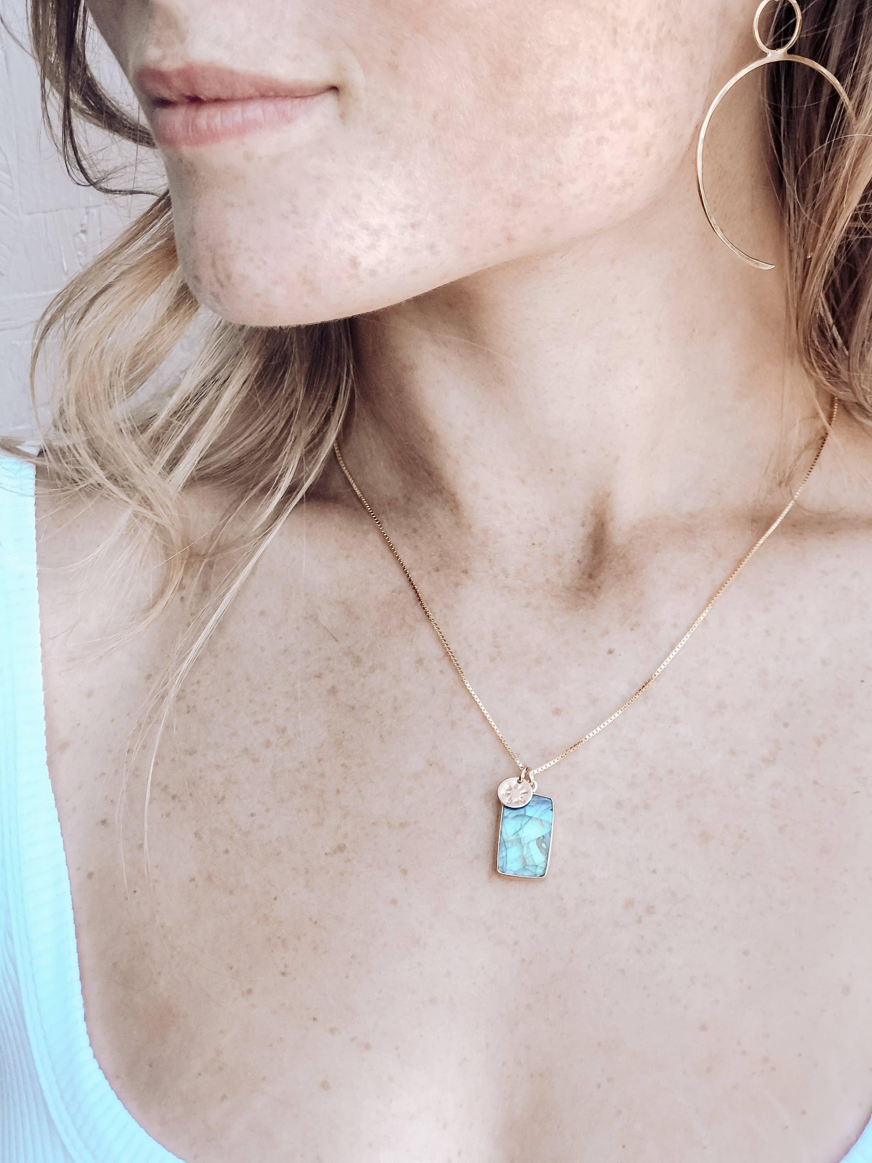 Labradorite Aslan Necklace on Model