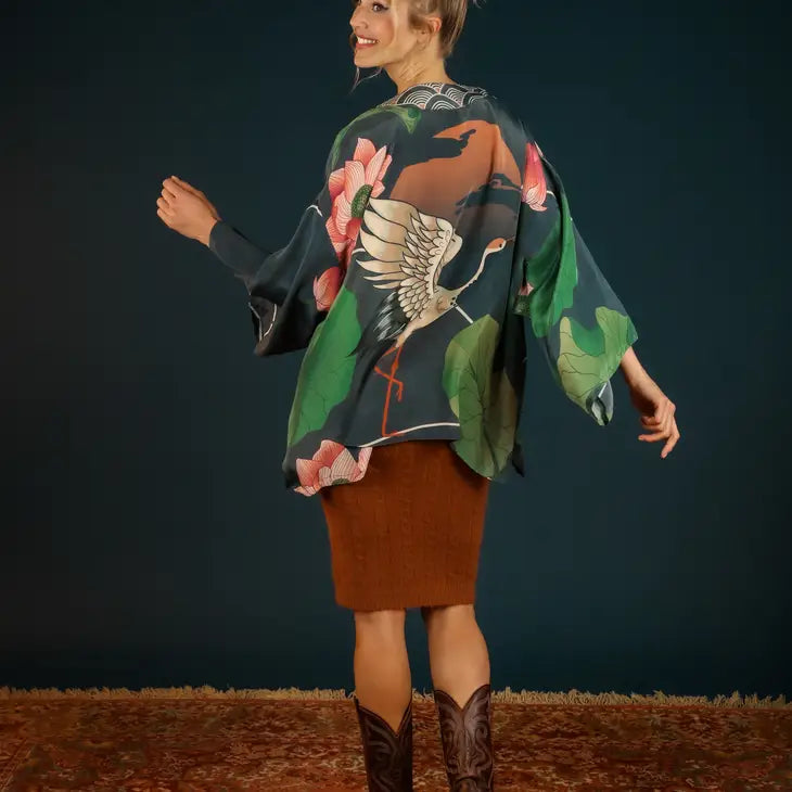 Crane At Sunrise Kimono Jacket