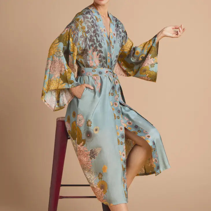 Ice Trailing Wisteria Kimono Gown