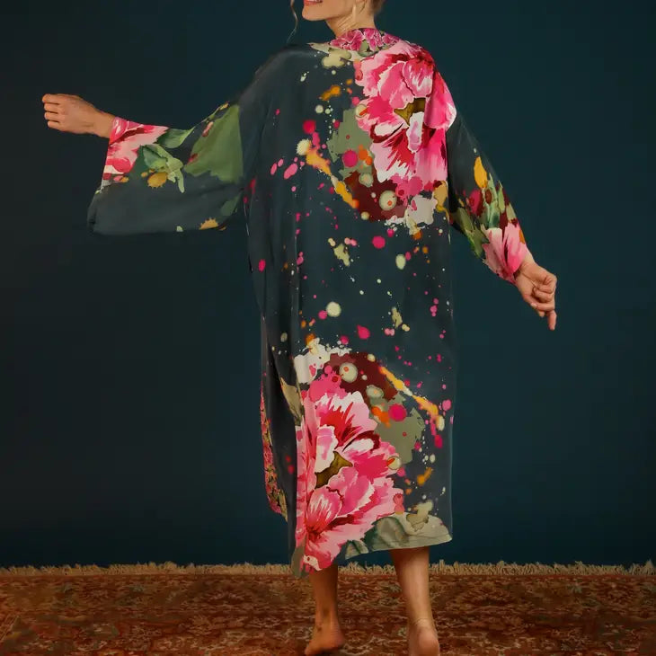 Painted Peony Kimono Gown