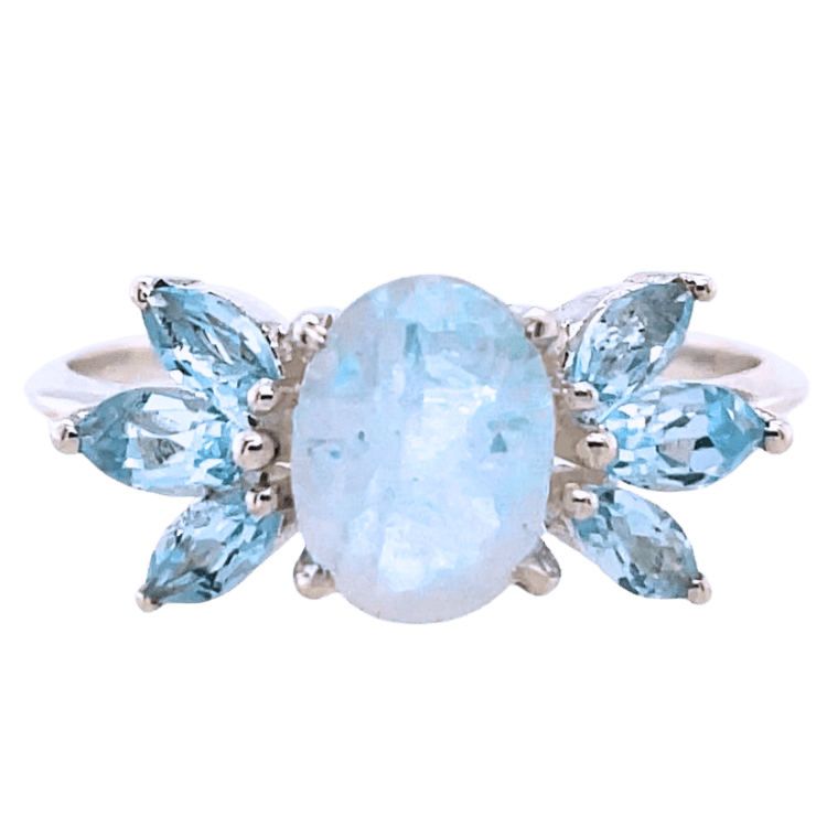 Moonstone Blue Topaz Renaissance Ring