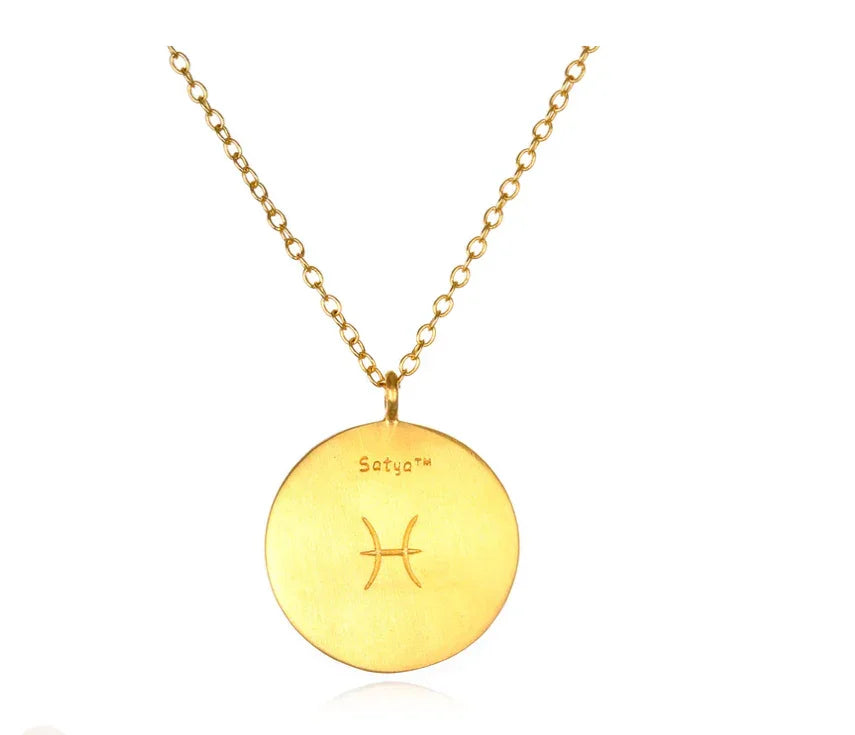 Pisces Aquamarine Zodiac Necklace Back