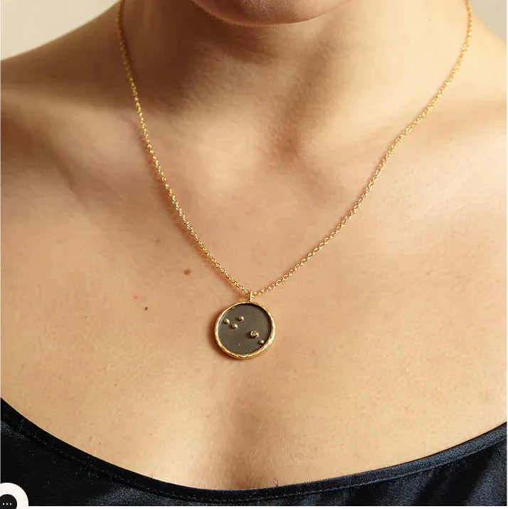 Pisces Aquamarine Zodiac Necklace on Model