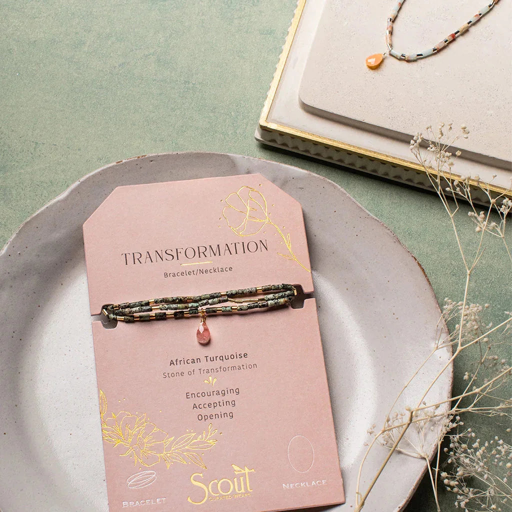 Scout African Turquoise Transformation Teardrop Stone Wrap Bracelet on Card