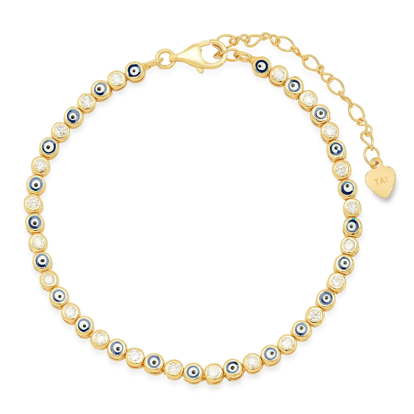 Dark Blue Enamel Evil Eye Gold Bracelet