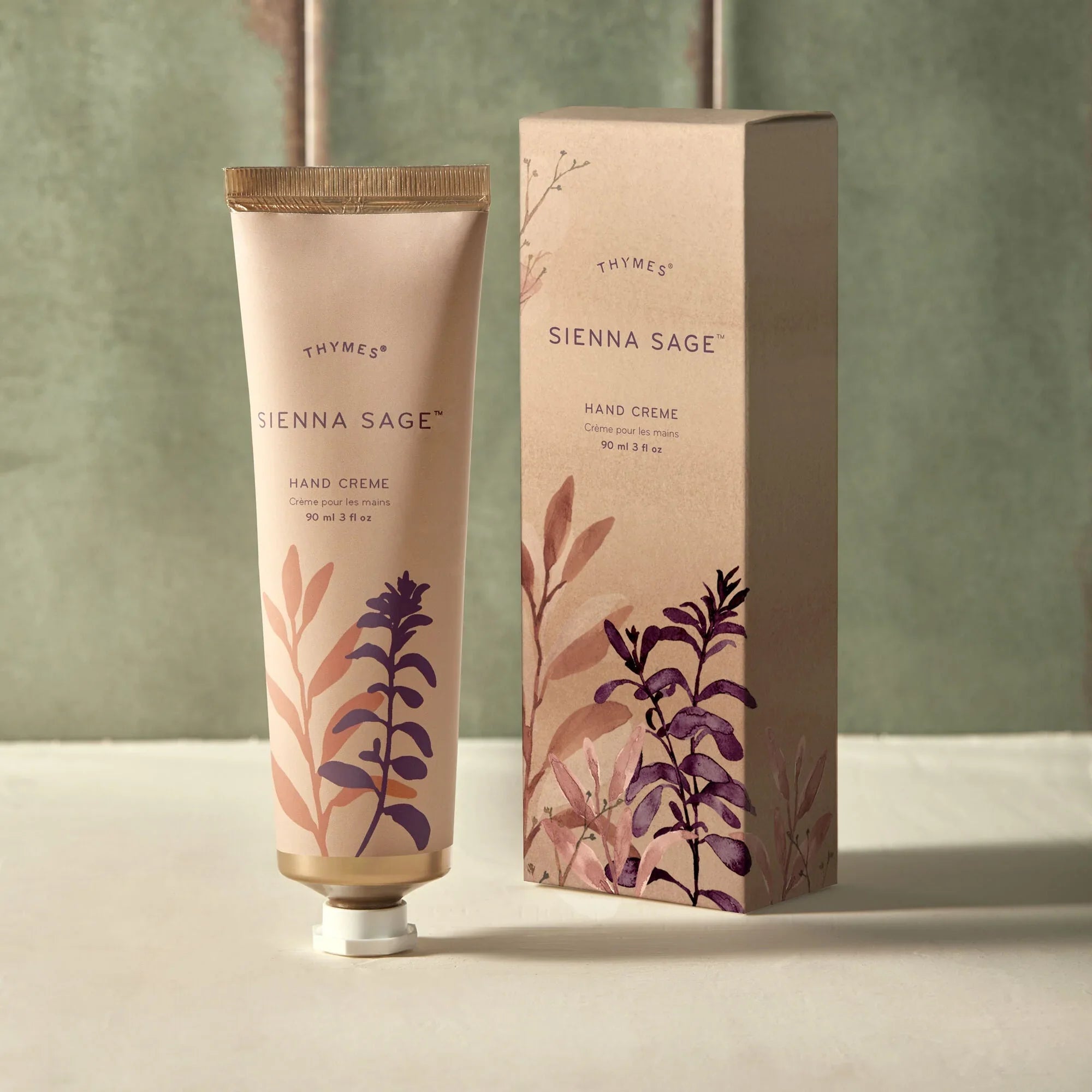 Sienna Sage Hand Cream with a light green background