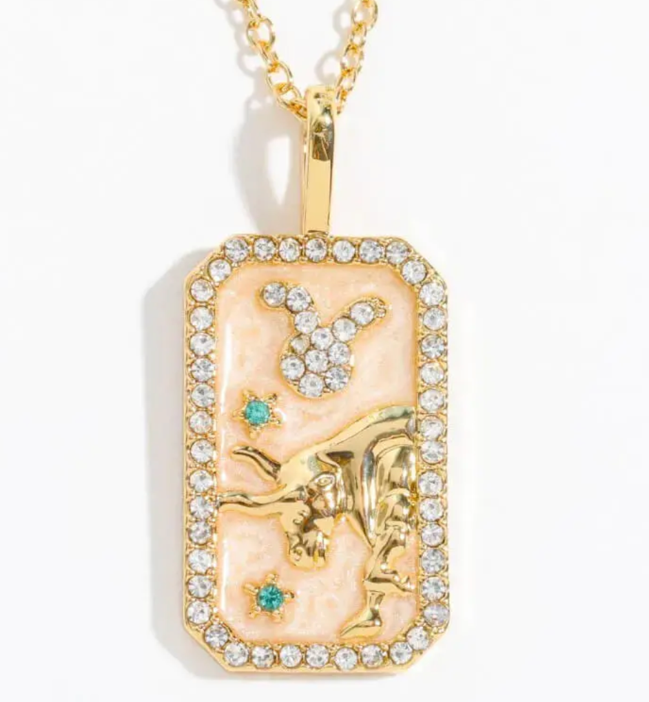 Taurus Astrological Zodiac Tarot Card Necklace