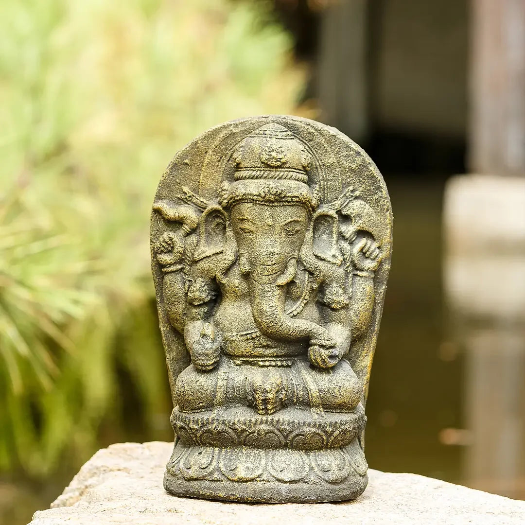 Golden Ganesh 12"H Volcanic Ash Front