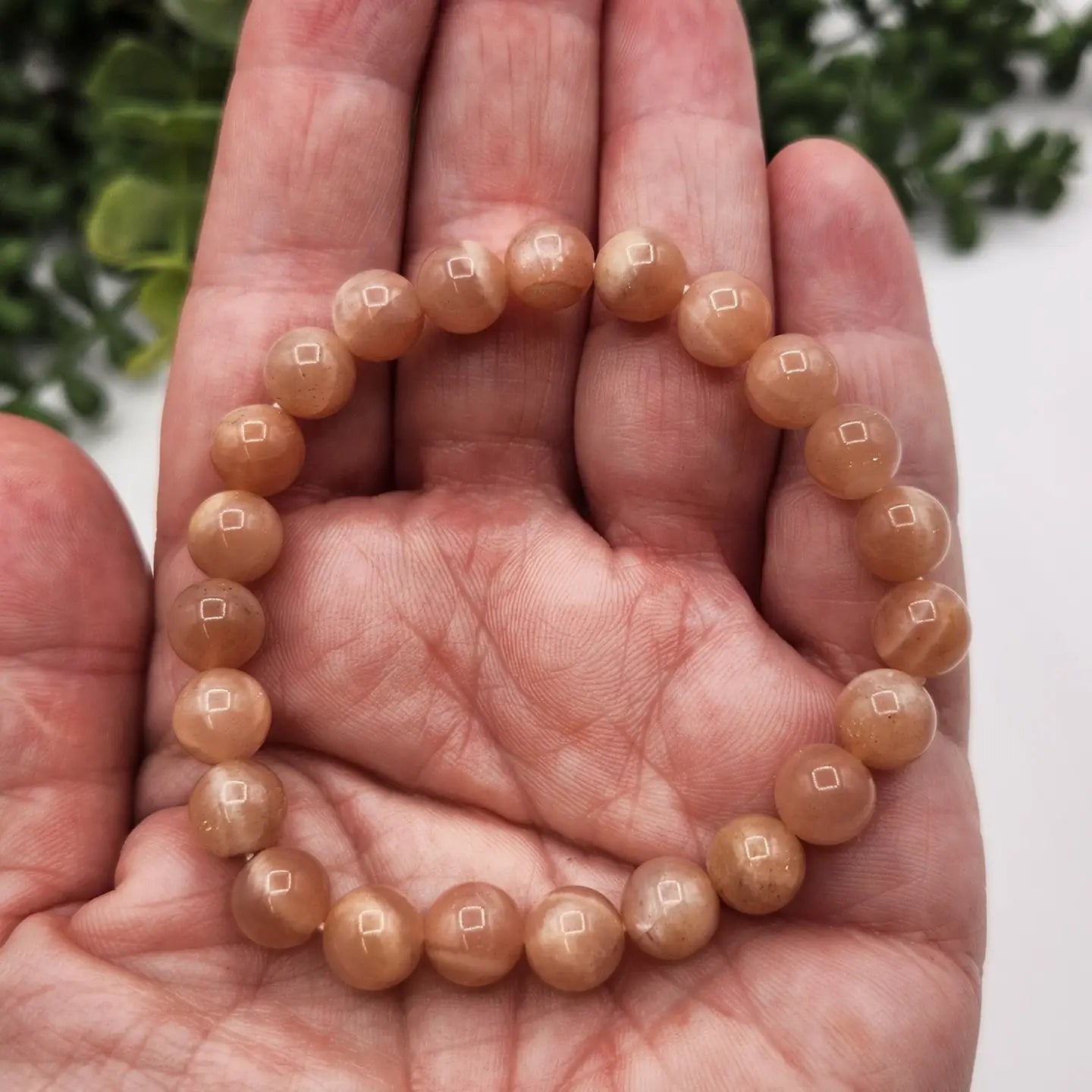 Peach Moonstone Bracelet on Hand