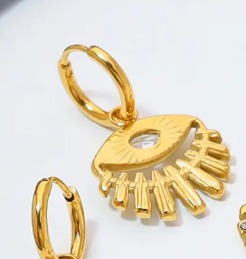 Evil Eye Charm Hoop Earrings  Back