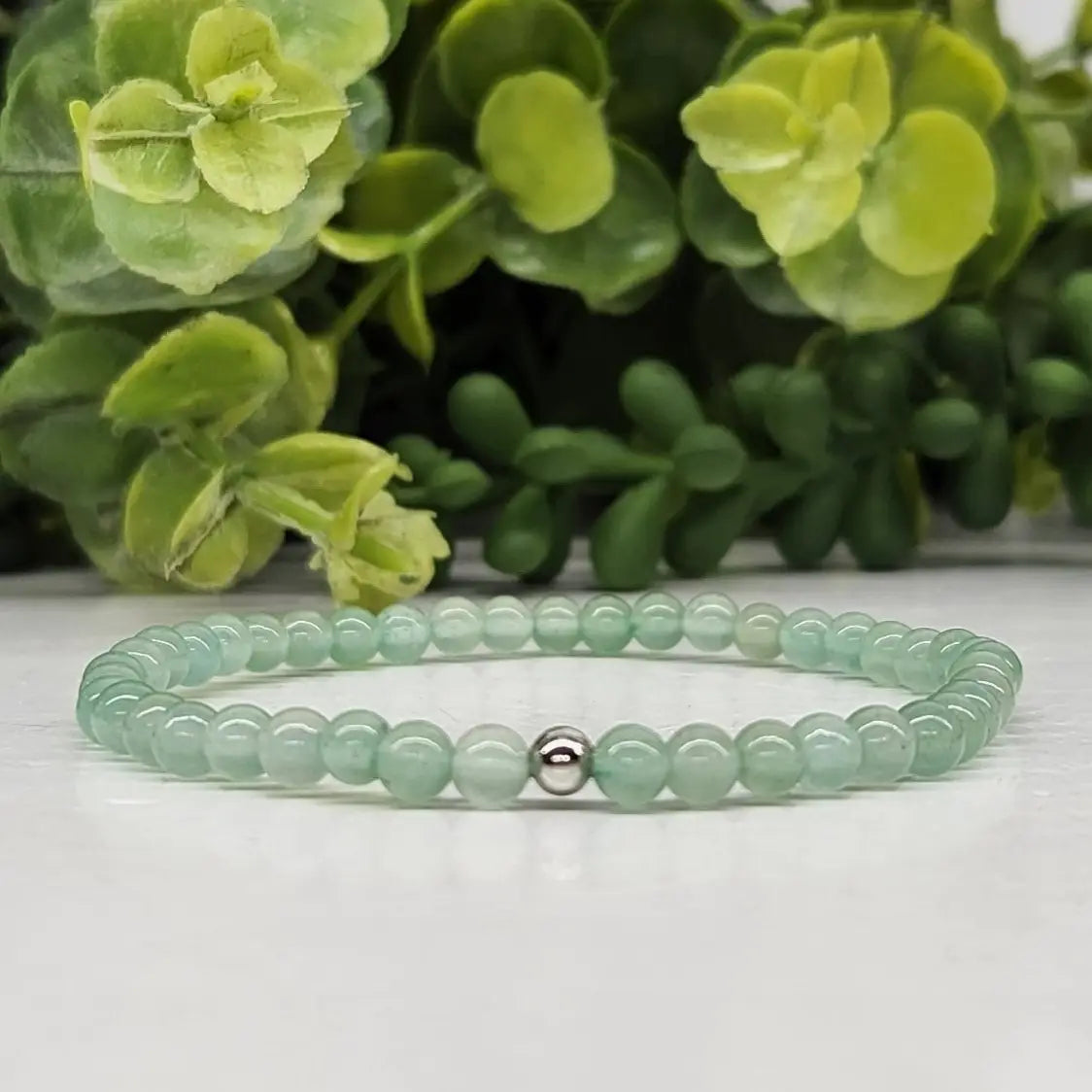 Aventurine Smooth Bead Stretch  Bracelet front view