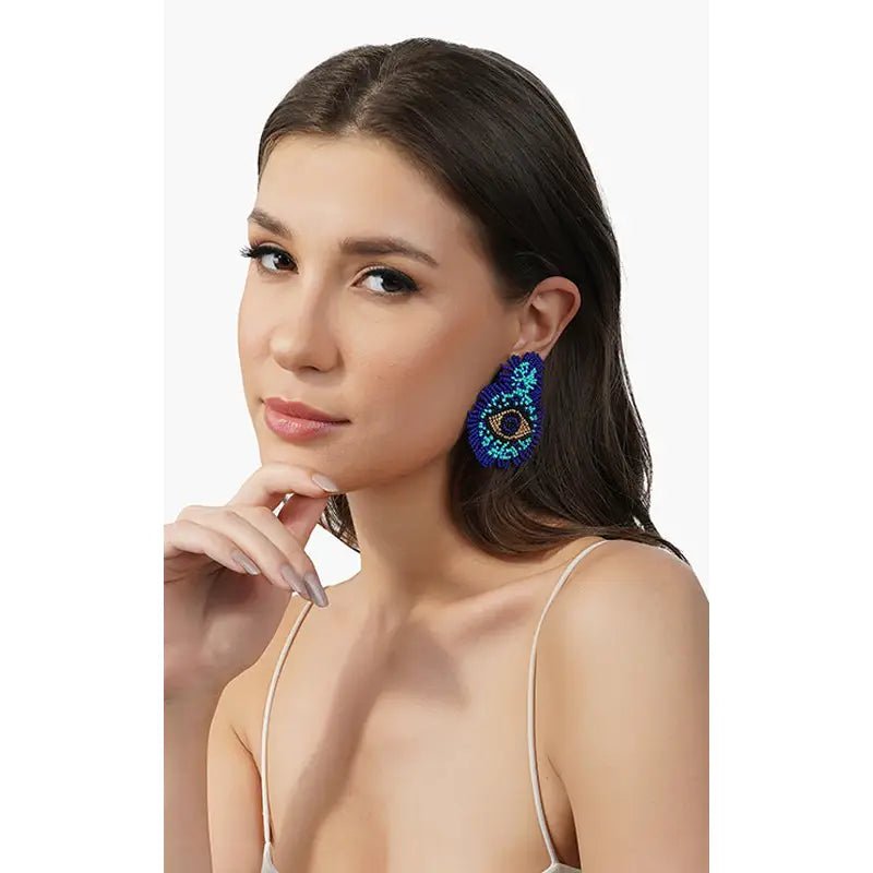 Smokey Eye Evil Eye Beaded Earring - Bmshou-ston