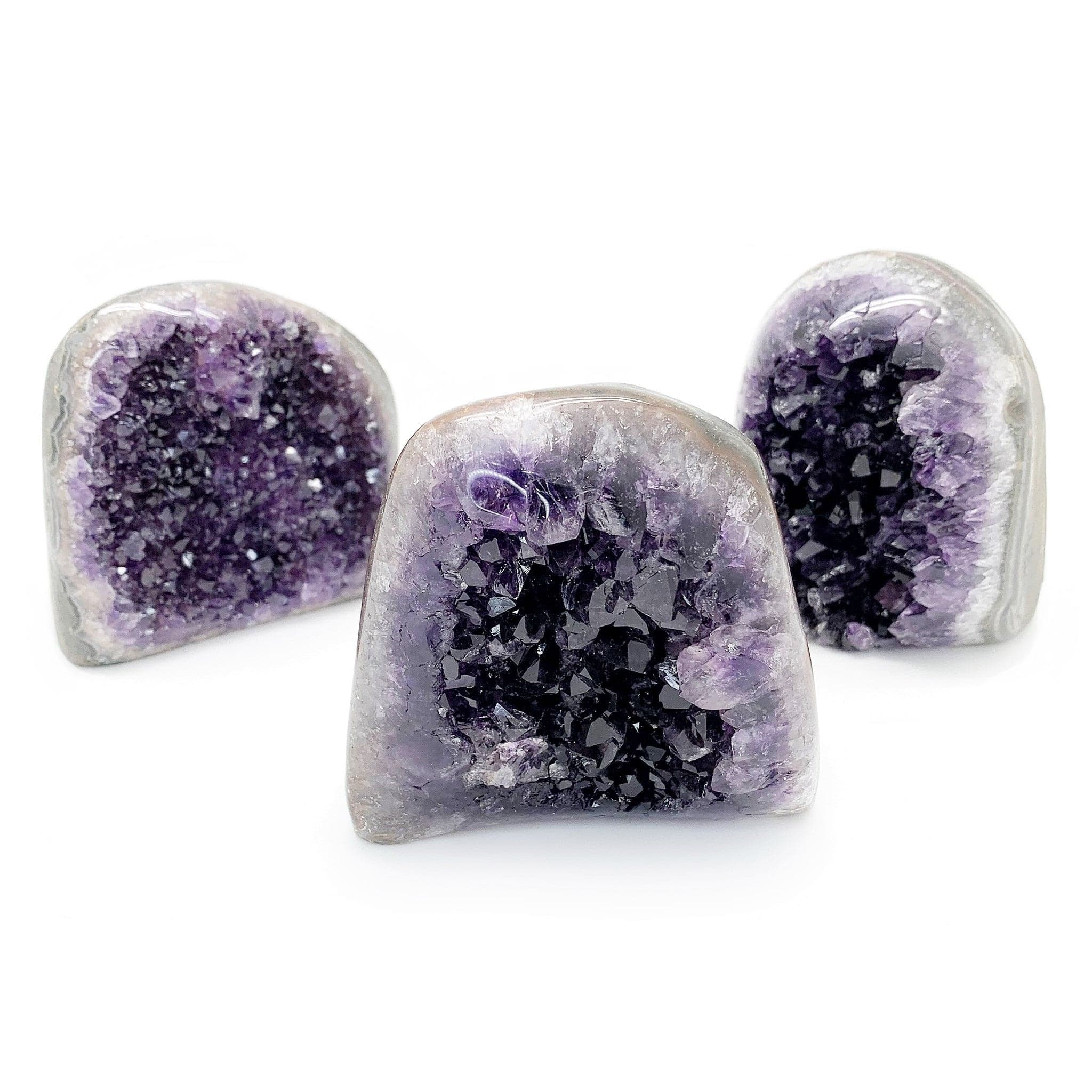 Amethyst Cut Base Polished Free Form Specimen Trio
