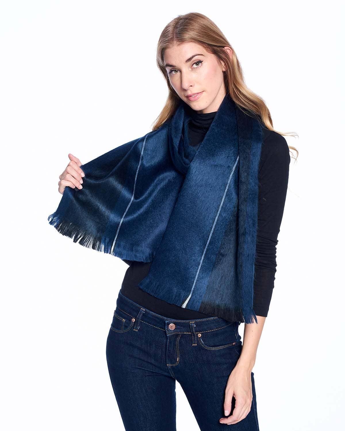 Cobalt Blue Alpaca Scarf Lifestyle