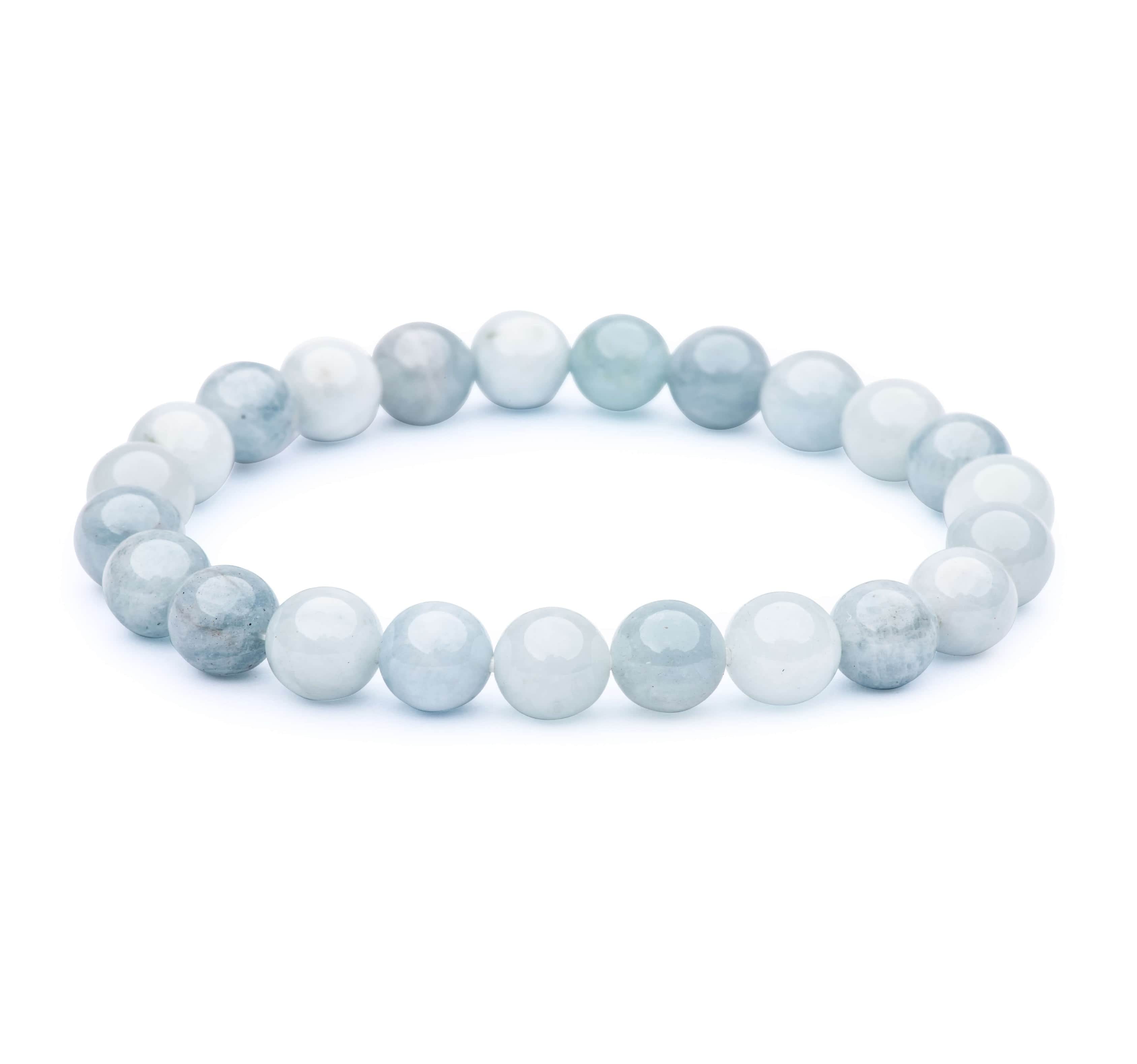 Aquamarine Smooth Bead Stretch Bracelet