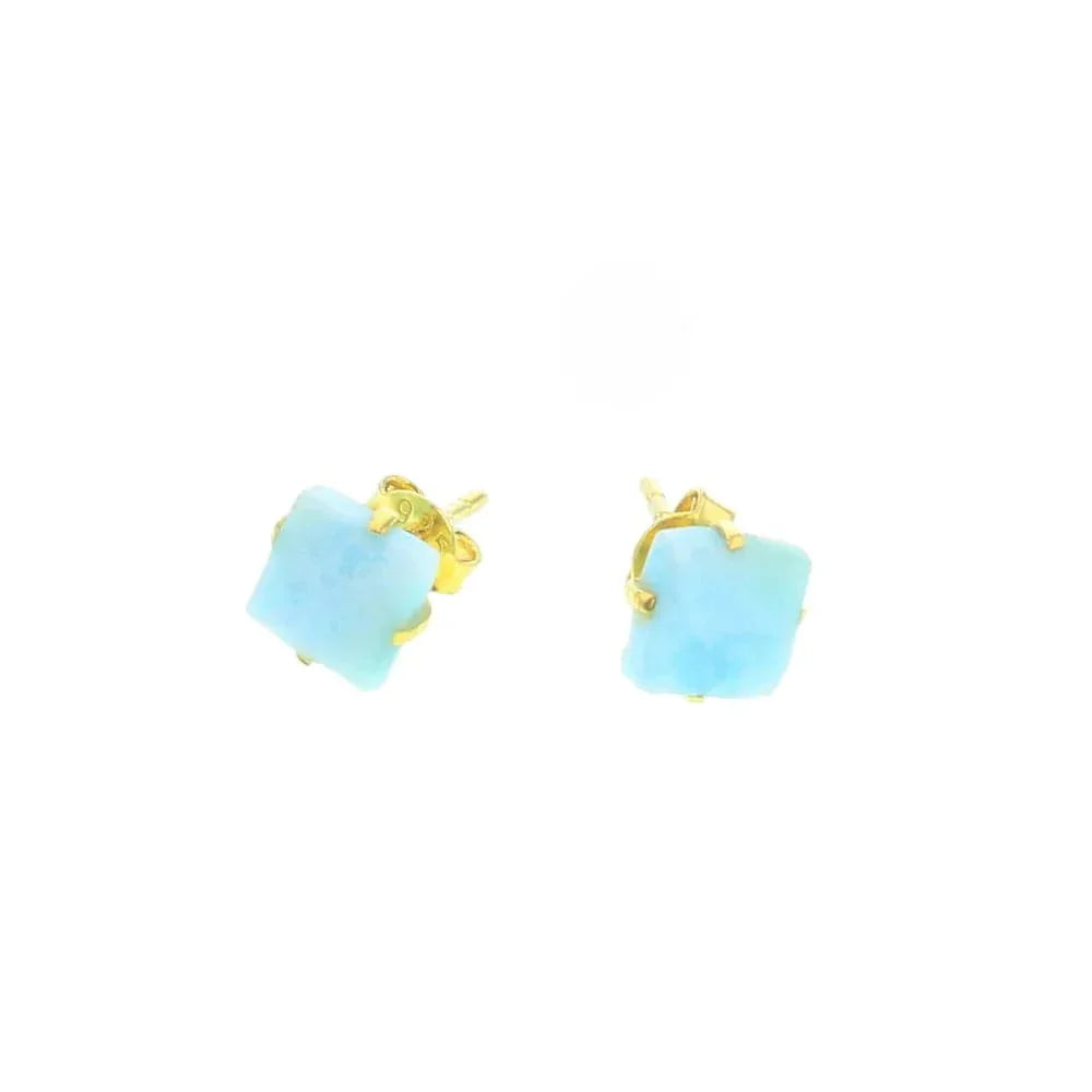 Larimar Gold Mineral Earrings