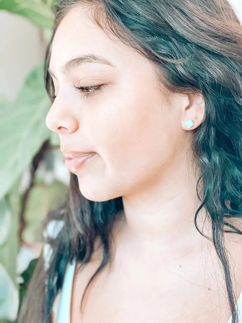 Larimar Gold Mineral Earrings