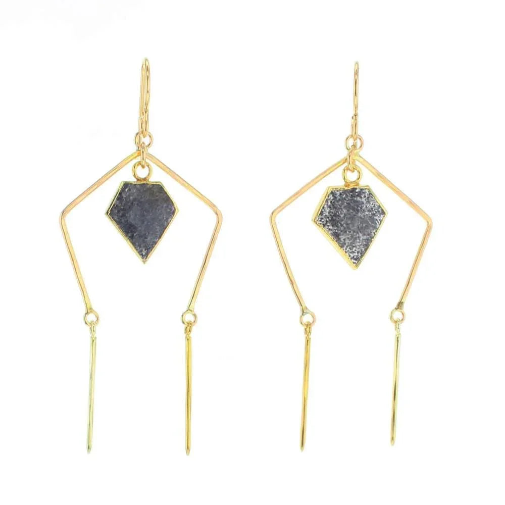 Black Sunstone Gold Primal Earrings