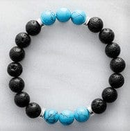Men's Stone Bracelets Lava Stone with Howlite