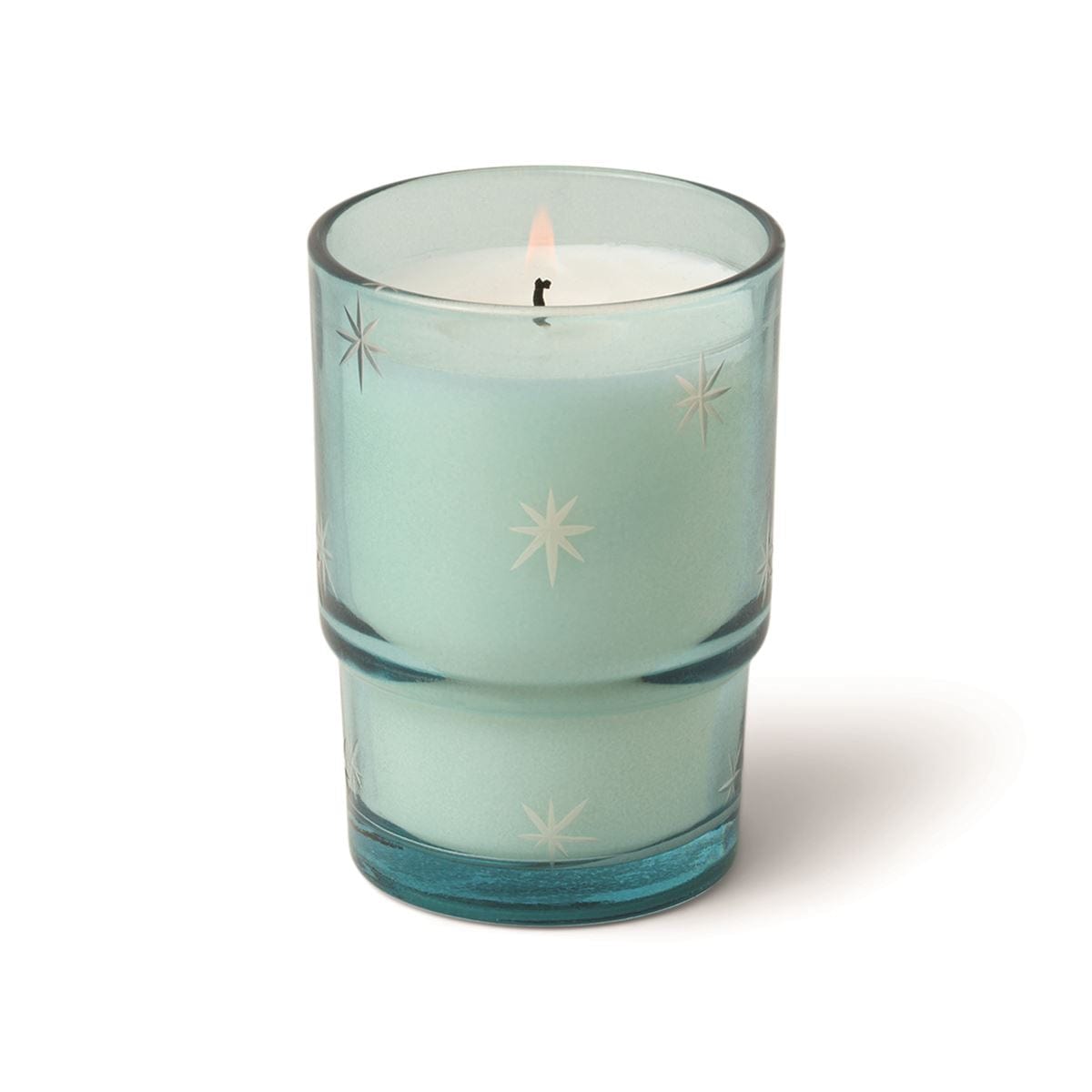 Noel Etched Stars Candle in White Woods & Mint