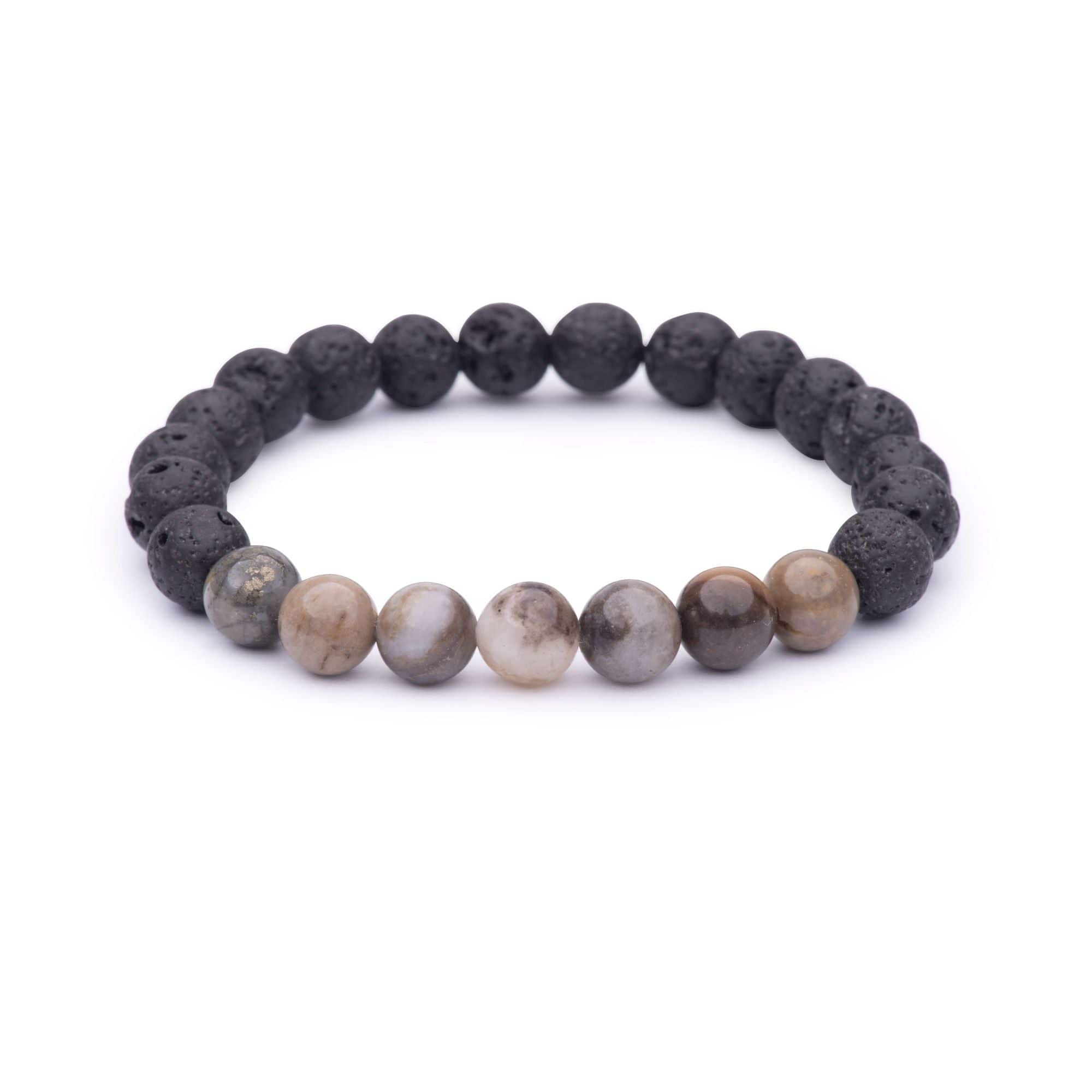 Petrified Wood Lavastone Bracelet