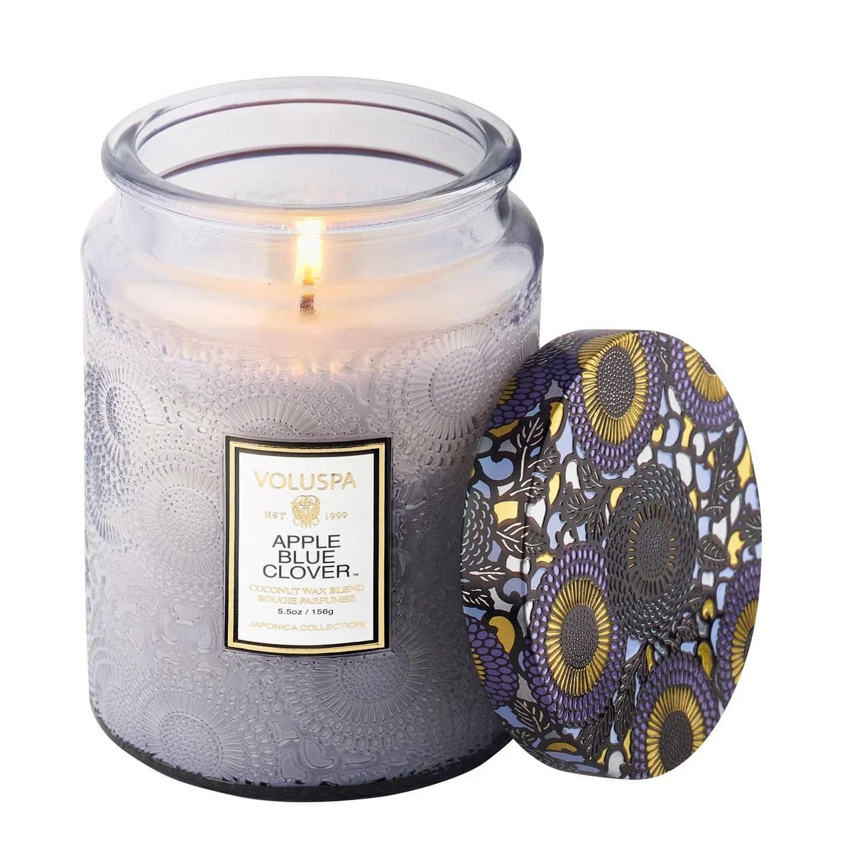Apple Blue Clover Large Embossed Jar Candle