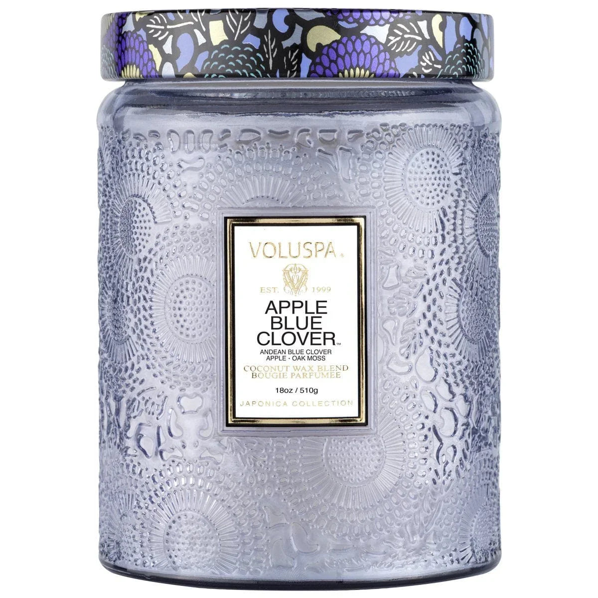 Apple Blue Clover Large Embossed Jar Candle
