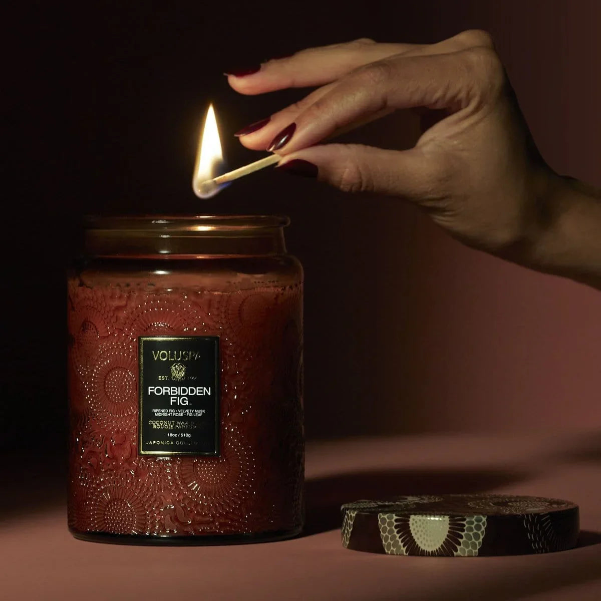 Forbidden Fig Large Embossed Jar Candle