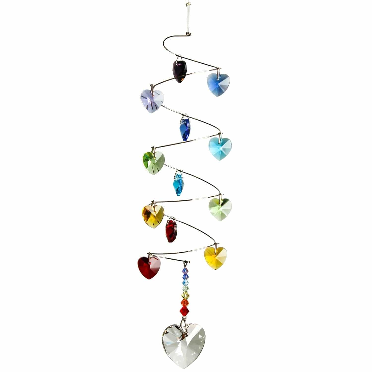 Crystal Rainbow Hearts Spiral Suncatcher