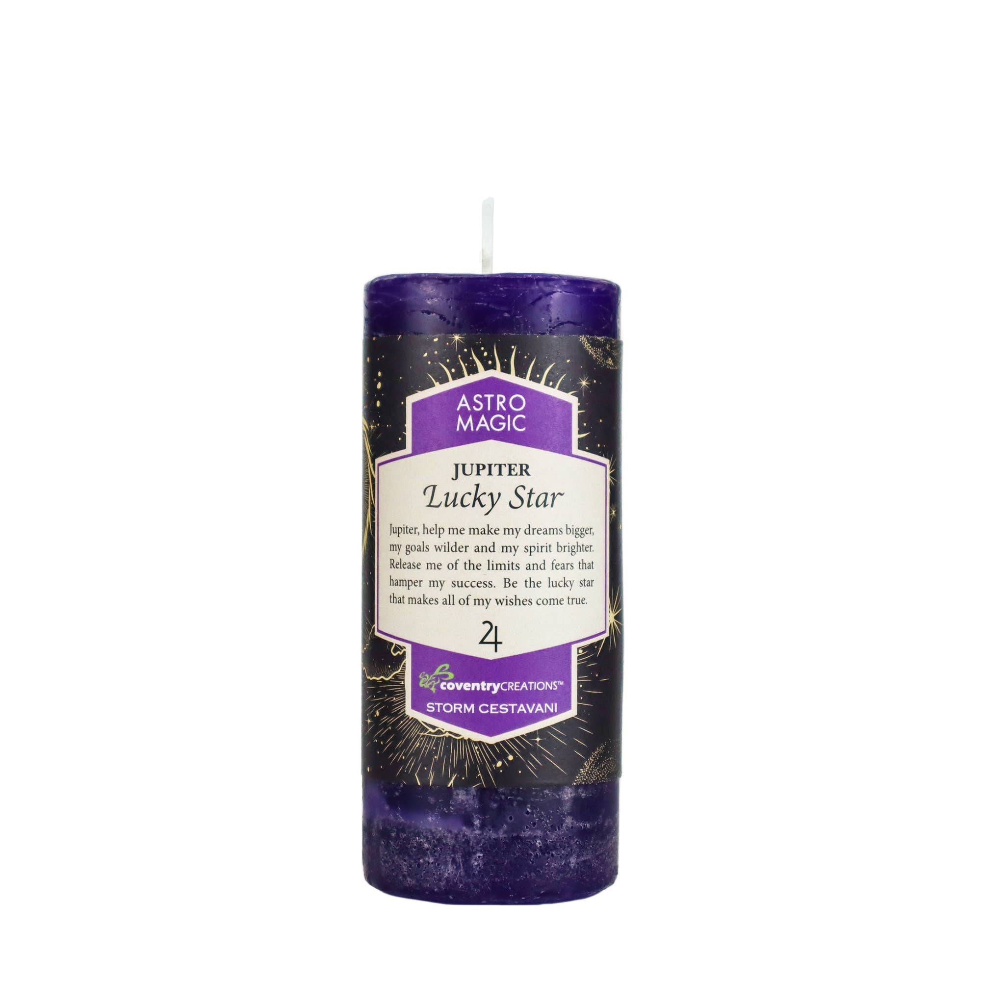 Purple Lucky Jupiter Astro Magic Pillar Candle for Your Lucky Star